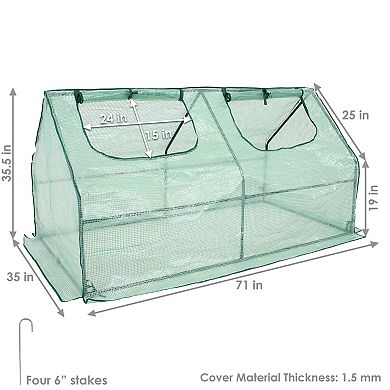 Sunnydaze Iron PVC Cover Mini Cloche Greenhouse with Zipper - Green