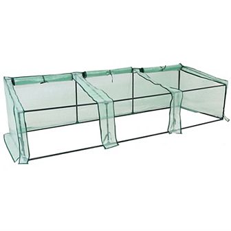 Sunnydaze Iron PVC Cover Mini Slant Cloche Greenhouse with Zipper - Green