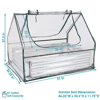 Sunnydaze Galvanized Steel Raised Bed with Greenhouse Kit - 4 ft x 3 ft