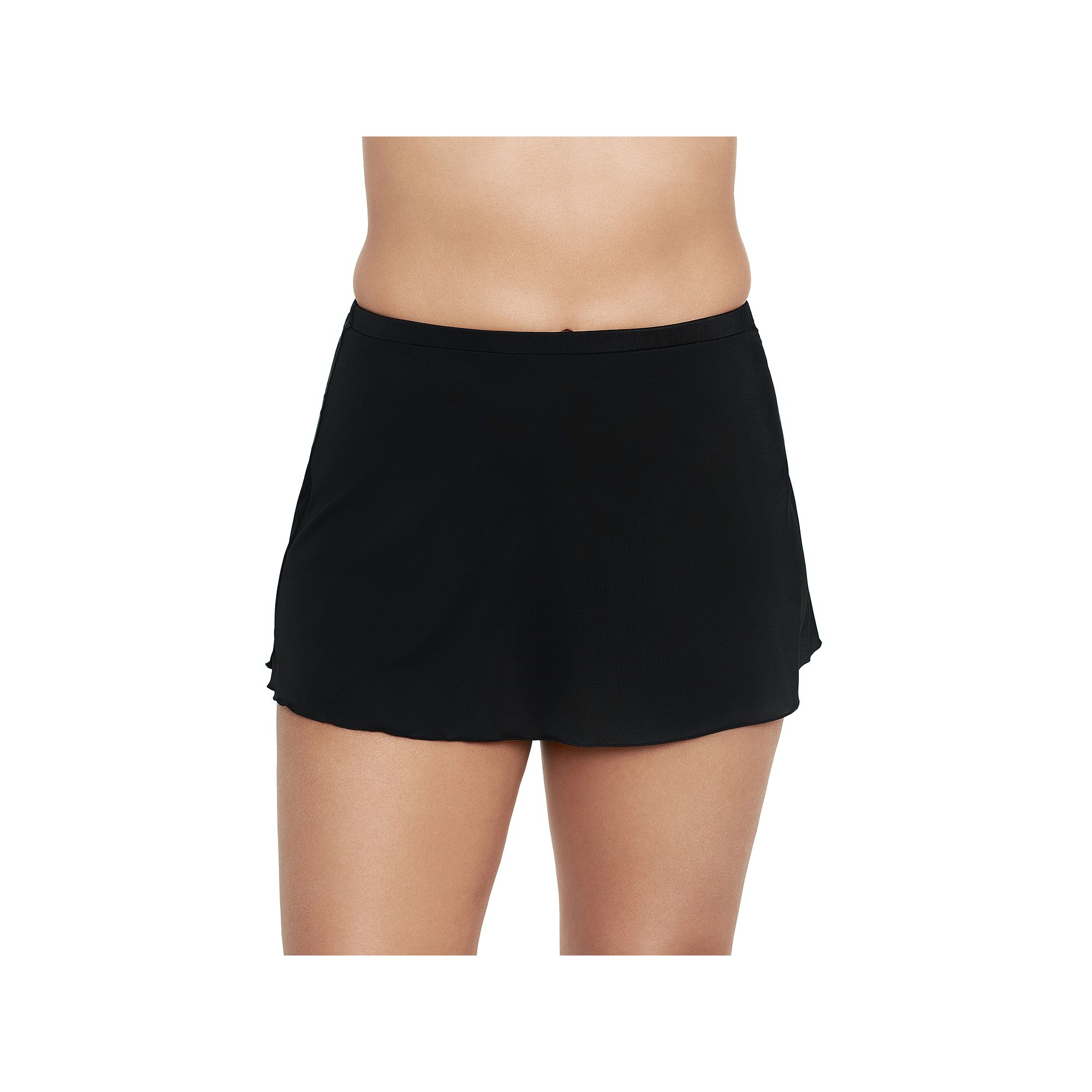 Womens Trimshaper Solid All-Over Control Swim Skirt, Size: 10, Black
