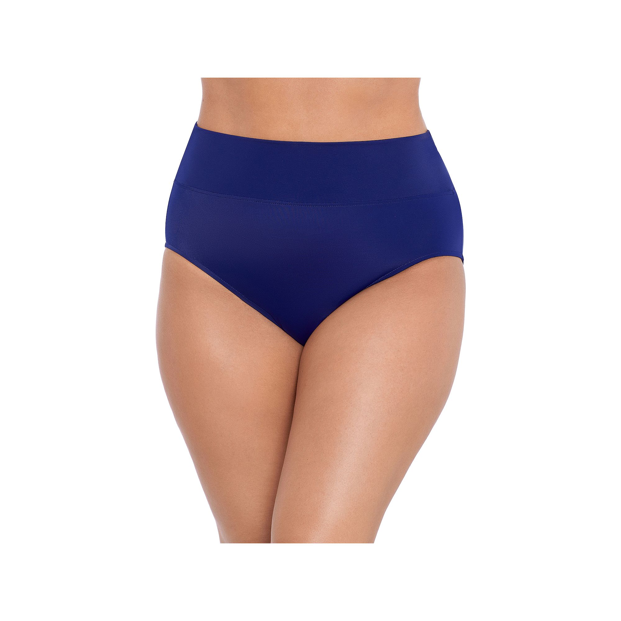 Womens Trimshaper Solid Allover Control Swim Briefs, Size: 10, Ink