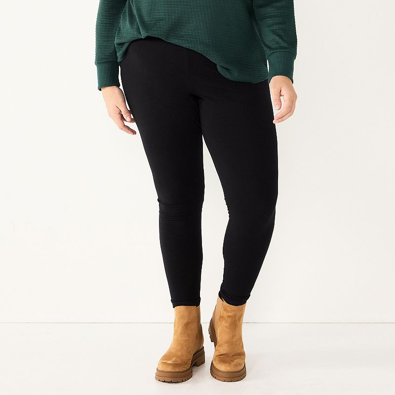 Plus Size Sonoma Goods For Life Essential Mid-Rise Leggings, Womens, Size:
