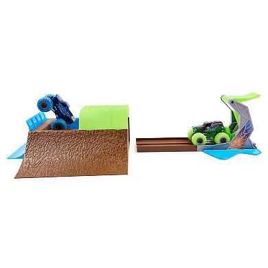 Monster Jam Glow-in-the-Dark Champ Ramp Freestyle Playset with 2 Exclusive Trucks
