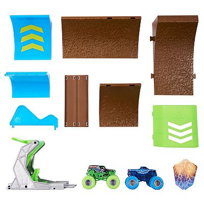 Monster Jam Glow in the Dark Champ Ramp Freestyle Playset with 2 Exclusive Trucks