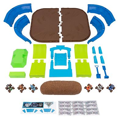 Monster Jam Mini World Finals Monster Dirt Arena with 2lbs Kinetic Sand and 6 Exclusive Mini Trucks