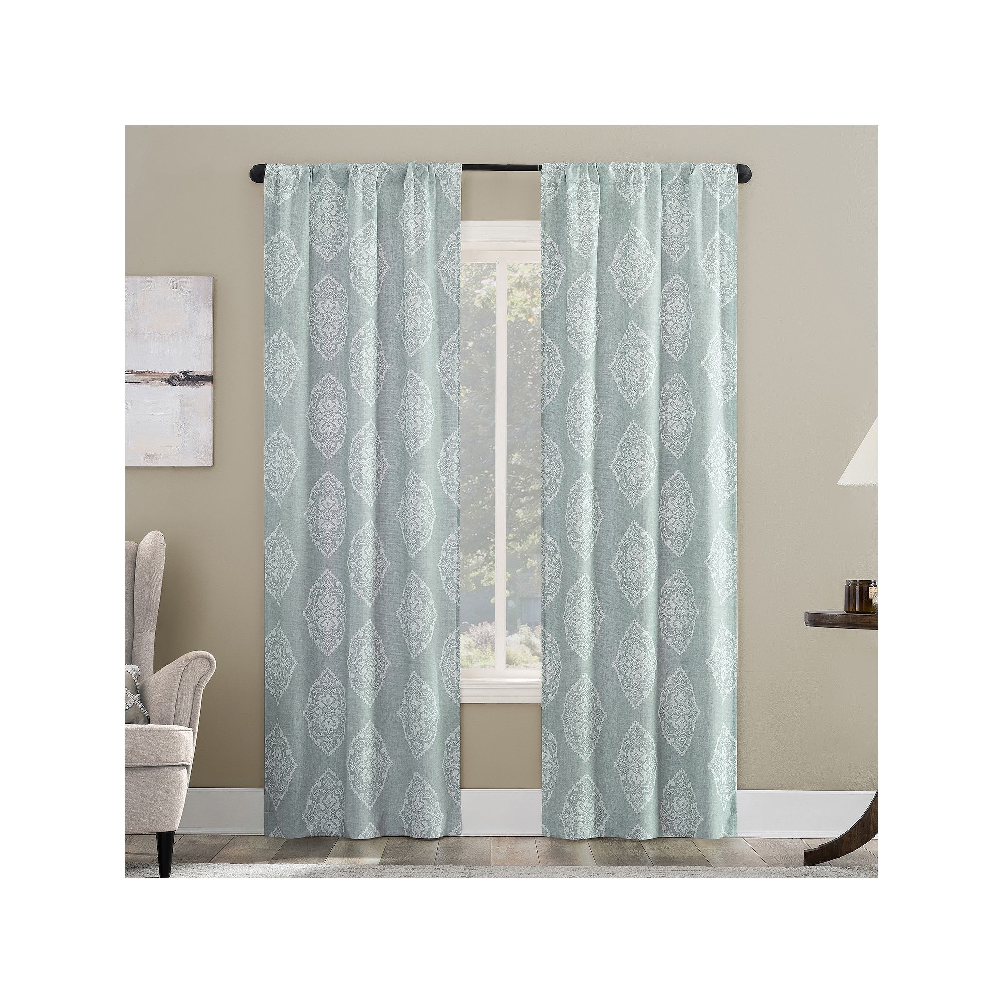 The Big One® Riano Light Filtering Rod Pocket Set of 2 Curtain Panels, Gra