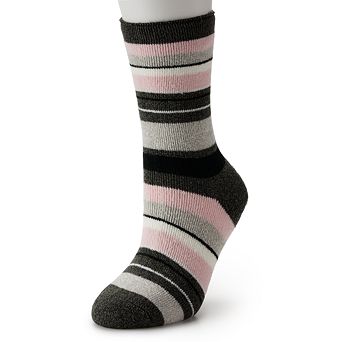Women's Heat Holders Lite Peony Multi Stripe Crew Socks