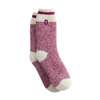 Women's Heat Holders Snowdrop Cream Block Twist Crew Socks