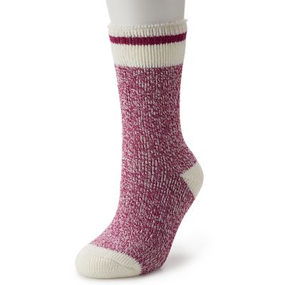 Women s Heat Holders Snowdrop Cream Block Twist Crew Socks