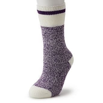 Women's Heat Holders Snowdrop Cream Block Twist Crew Socks