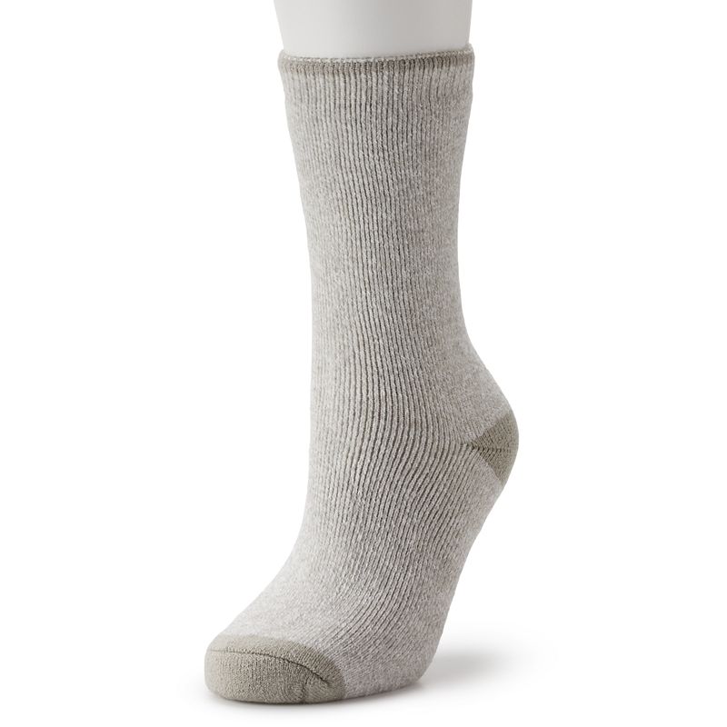 Womens Heat Holders Lite Viola Twist Crew Socks, Size: 5-9, Grey