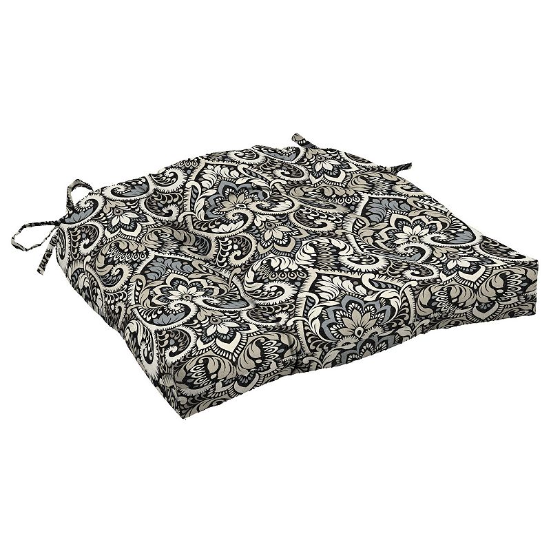 Arden Selections Aurora Damask Outdoor Wicker Chair Cushion, Black, 18X20