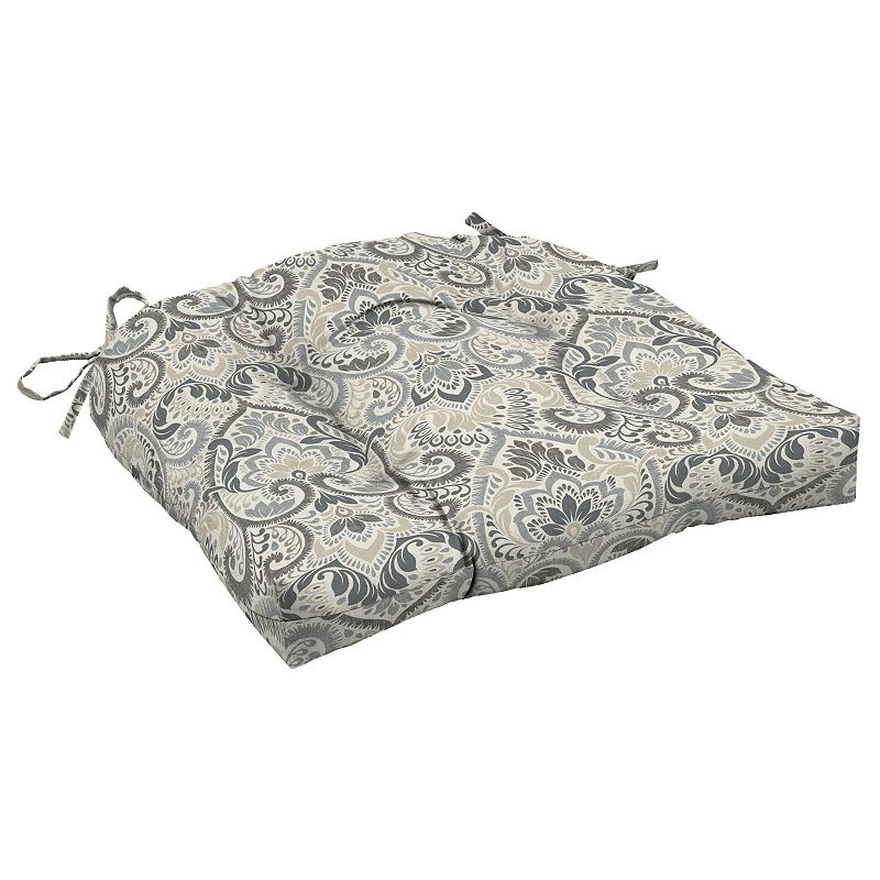 Arden Selections Aurora Damask Outdoor Wicker Chair Cushion, Grey, 18X20