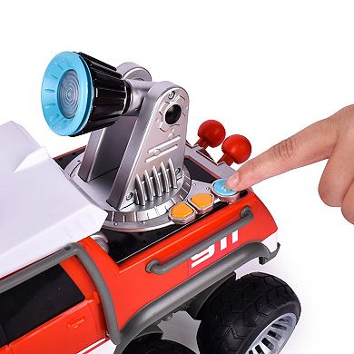 Maxx Action Fire Rescue Off Road Brush Firetruck with Lights, Sounds, Motorized Drive and Shooting Water