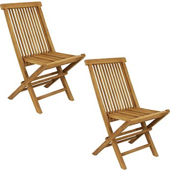 Sunnydaze Hyannis Solid Teak Wood Folding Slat-Back Patio Chair