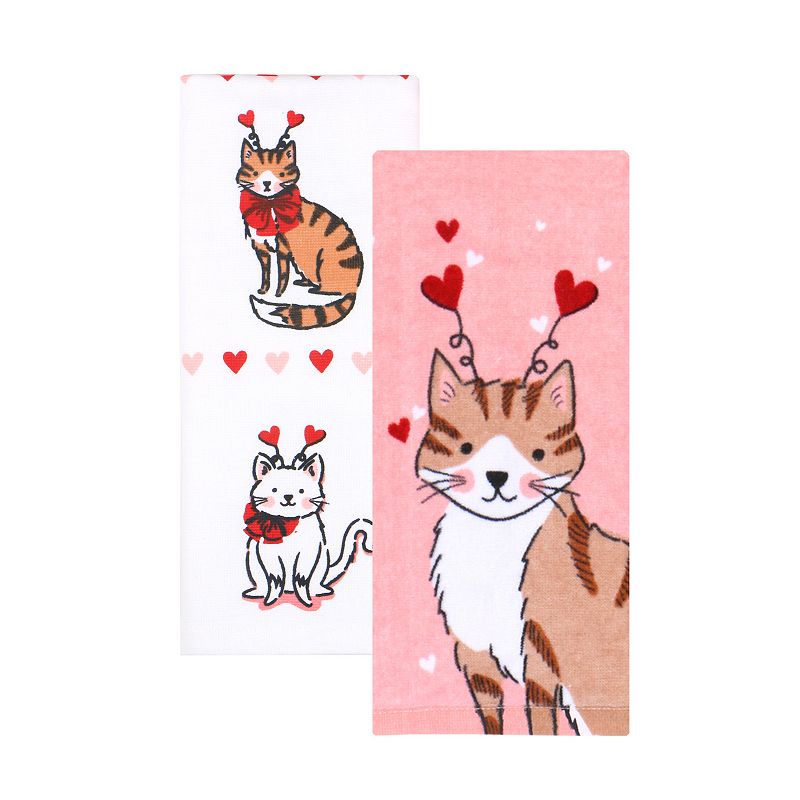Celebrate Together Valentines Day Cat Kitchen Towel 2-pk., Red