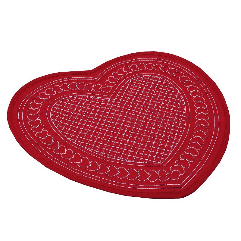 Celebrate Together Valentines Day Reversible Quilted Heart Placemat, Med R