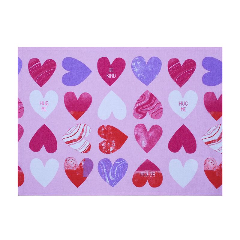 Celebrate Together Valentines Day Marbled Heart Placemat, Brt Pink, Fits A