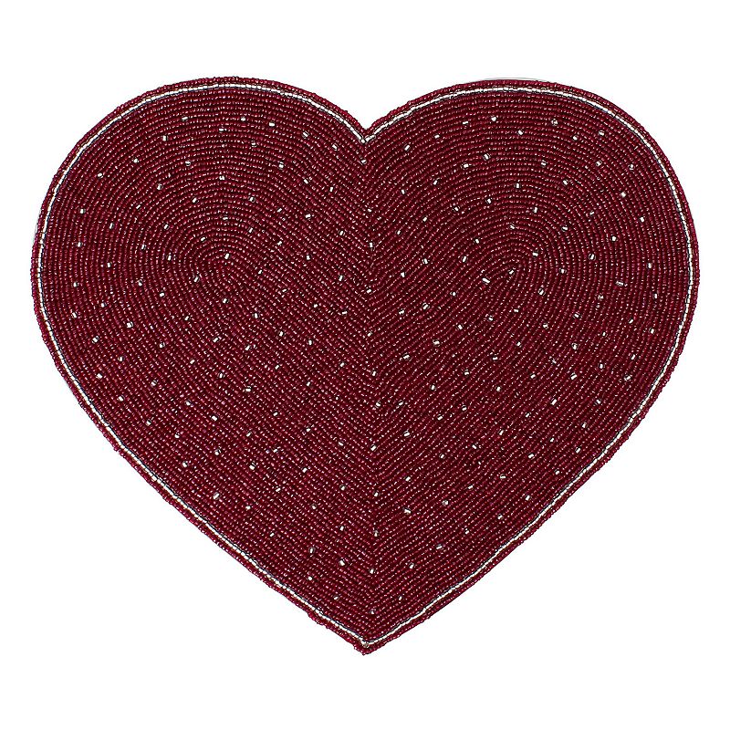 Celebrate Together Valentines Day Beaded Heart Placemat, Red, Fits All