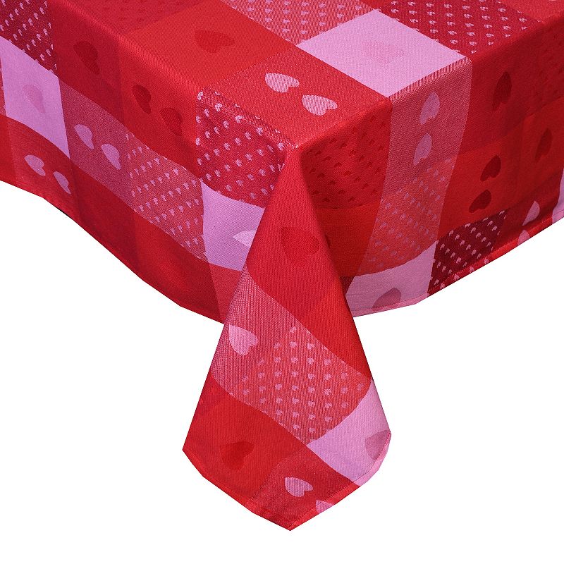 Celebrate Together Valentines Day Plaid Heart Tablecloth, Red, 52X70