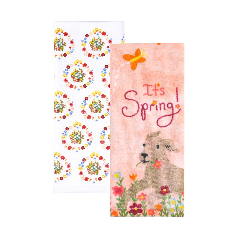 Celebrate Together Spring Dog Kitchen Towel 2-pk., Lt Orange