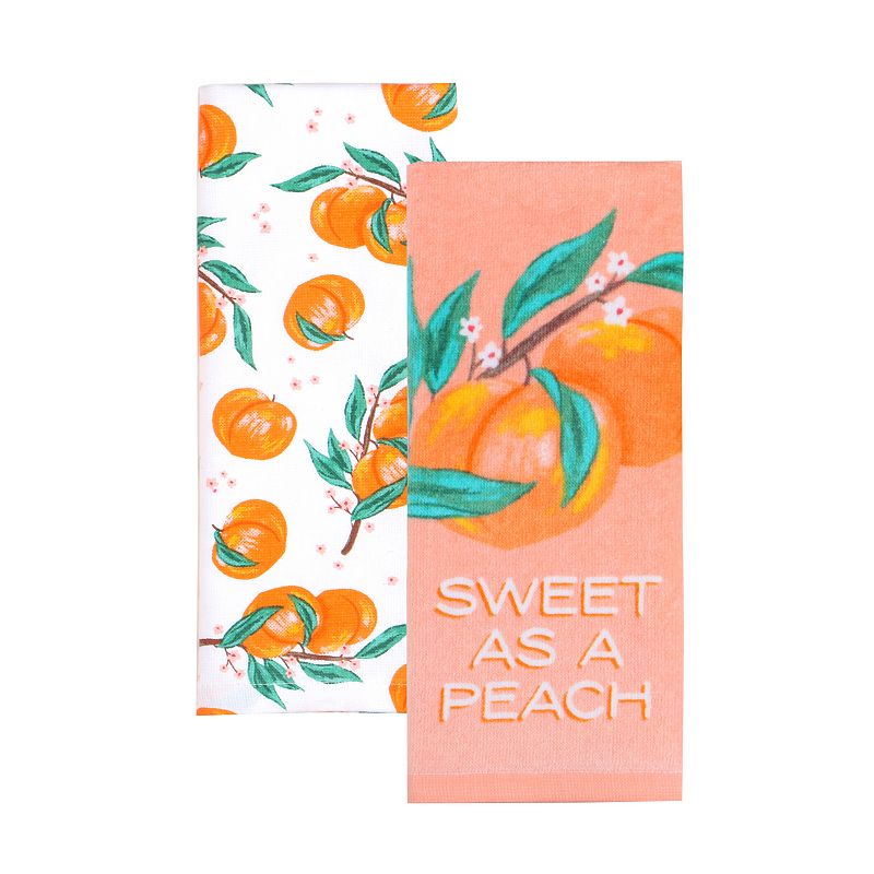 Celebrate Together Spring Sweet As a Peach Kitchen Towel 2-pk., Lt Orange