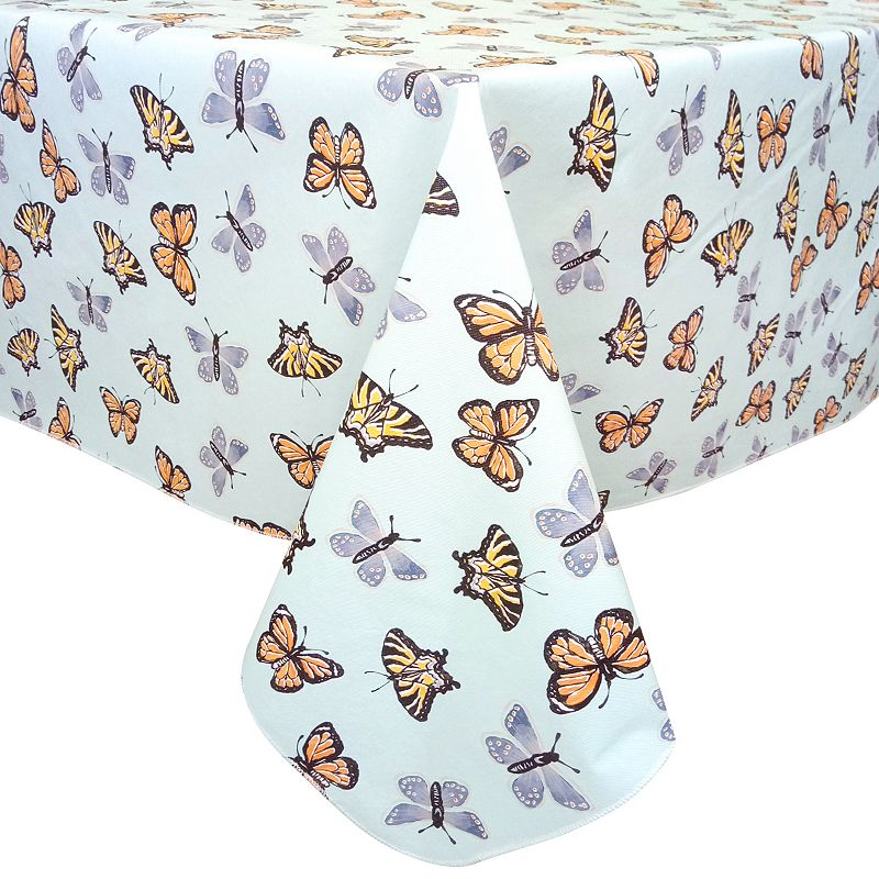 Celebrate Together Spring Vinyl Butterfly Tablecloth, Turquoise/Blue, 70