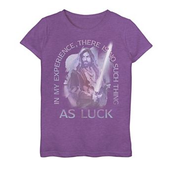 Girls 7-16 Star Wars Obi-Wan Kenobi In My Experience There Is No Such Thing As Luck Kenobi Words Graphic Tee