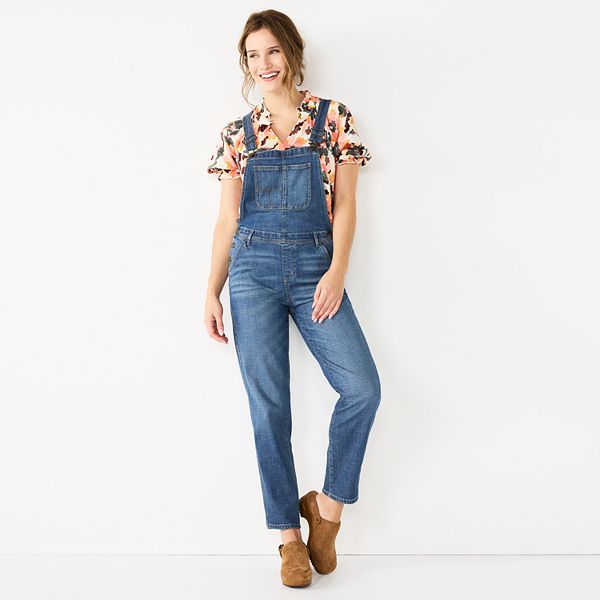 Cropped best sale denim overalls