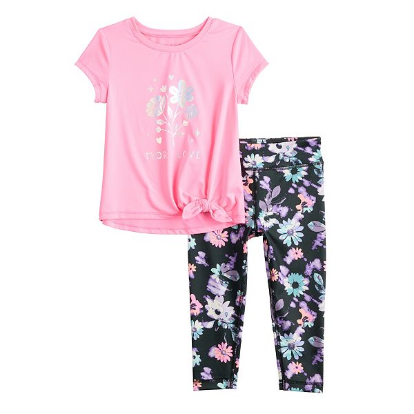 Toddler Girl Jumping Beans® Active Tie Front Tee & Leggings Set