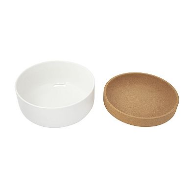 Kamenstein Ceramic & Cork 2-Compartment Large Fruit Bowl