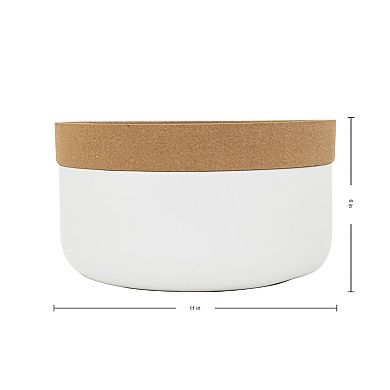 Kamenstein Ceramic & Cork 2-Compartment Large Fruit Bowl