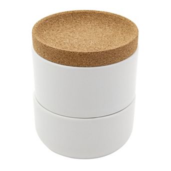 Kamenstein 3 pc Cork & Ceramic Salt & Pepper Cellar Set