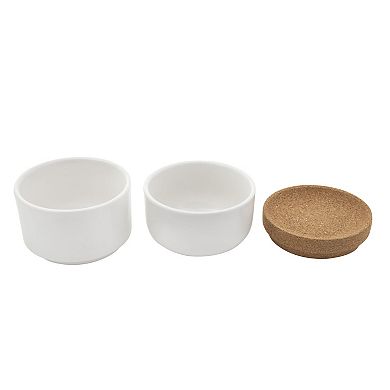 Kamenstein 3-pc. Cork & Ceramic Salt & Pepper Cellar Set