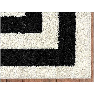 Abani Casa CAS120A Contemporary Black and Ivory Rectangular Area Rug