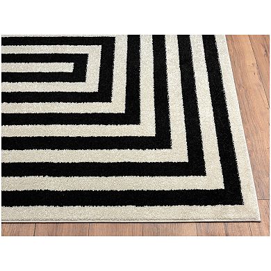 Abani Casa CAS120A Contemporary Black and Ivory Rectangular Area Rug