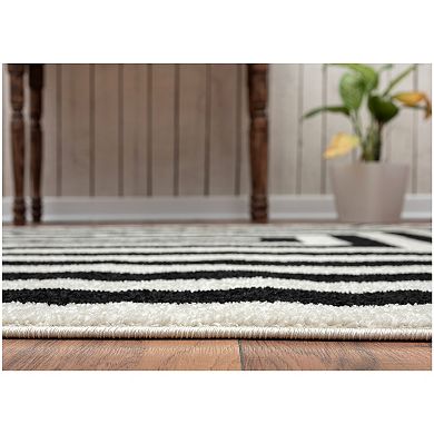 Abani Casa CAS120A Contemporary Black and Ivory Rectangular Area Rug