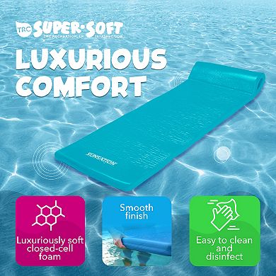 TRC Recreation Sunsation 1.75" Thick Foam Lounger Raft Pool Float, Tropical Teal