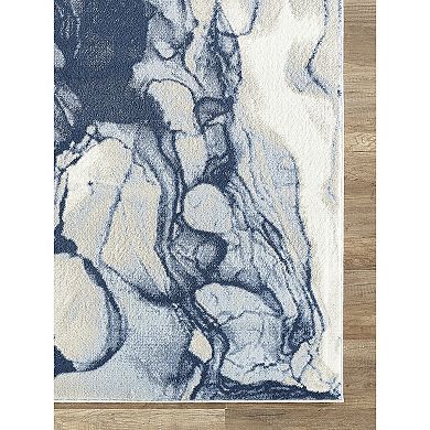 Abani Arto ART140A Abstract Liquid Marble Blue Area Rug