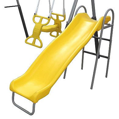 XDP Recreation Rising Sun Playground Outdoor Swing Set, Glider, SeeSaw, & Slide