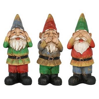 Sunnydaze Hear No Evil, Speak No Evil and See No Evil Garden Gnomes - 12 in