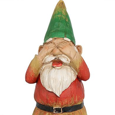 Sunnydaze Hear No Evil, Speak No Evil and See No Evil Garden Gnomes - 12 in