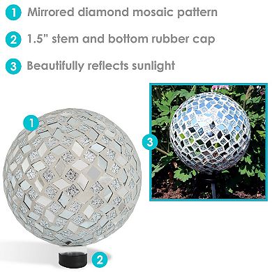 Sunnydaze Mosaic Glass Gazing Globe - 10"