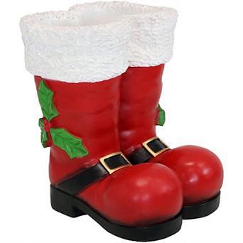 Sunnydaze Santa Boots Indoor And Outdoor Christmas Statue - 13 in