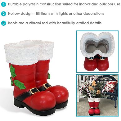Sunnydaze Santa Boots Indoor And Outdoor Christmas Statue - 13 In