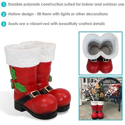 Sunnydaze Santa Boots Indoor And Outdoor Christmas Statue - 13 In