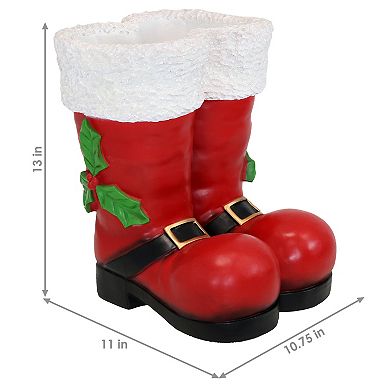 Sunnydaze Santa Boots Indoor And Outdoor Christmas Statue - 13 In