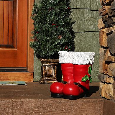 Sunnydaze Santa Boots Indoor And Outdoor Christmas Statue - 13 In