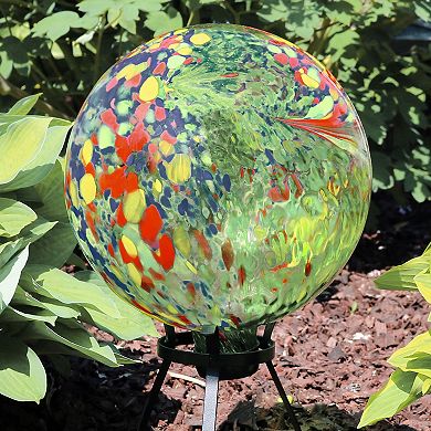 Sunnydaze Green Artistic Glass Gazing Globe - 10 in