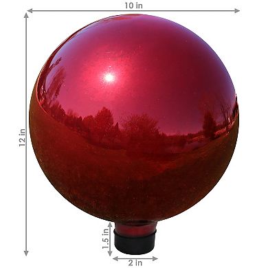 Sunnydaze Mirrored Glass Gazing Globe - 10 in - Red